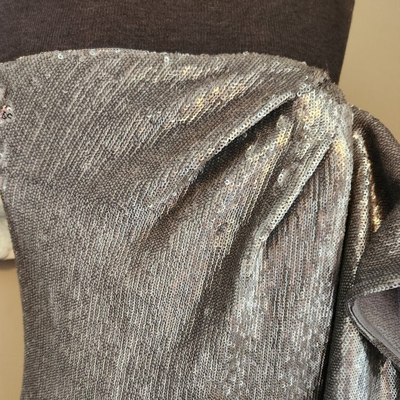 Halston Heritage Side Flutter Drape Strapless Sequin Dress Size 6 - Picture 6 of 10